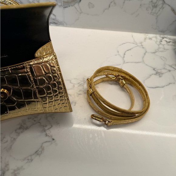 Balenciaga hourglass Gold Crocodile Embossed Handbag - Picture 5 of 7